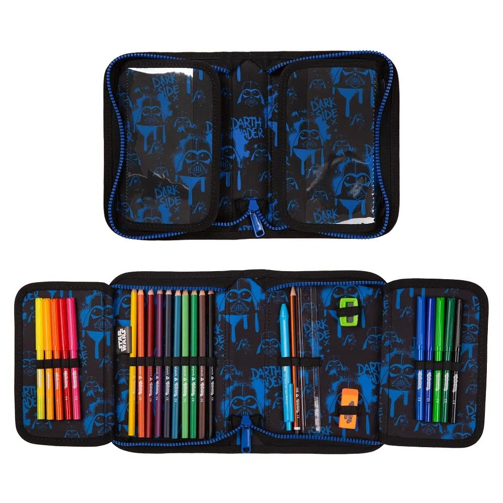 Familando - McNeill Teneris Schulranzen Set - 6-teilig mit Federmappe - Star Wars Darth Vader - Ergonomisch & mit Brustgurt - 980g leicht mit 18L Volumen & Reflektoren - ab 1. Klasse