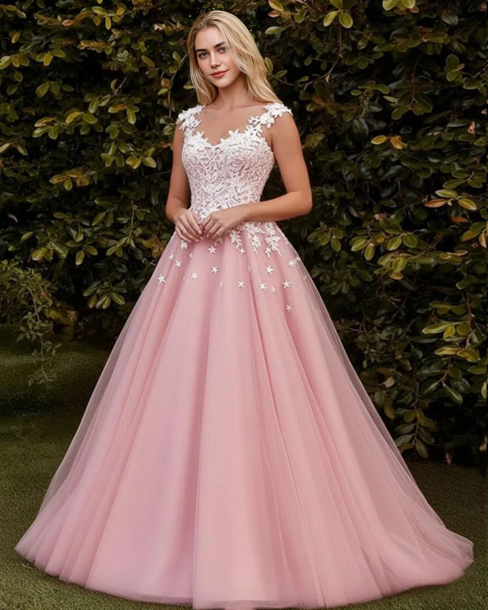 HUINI Spitzen Ballkleider Lang A-Linie Formell Abendkleid Prinzessin Hochzeitsgast Kleid Ärmellos Festkleid