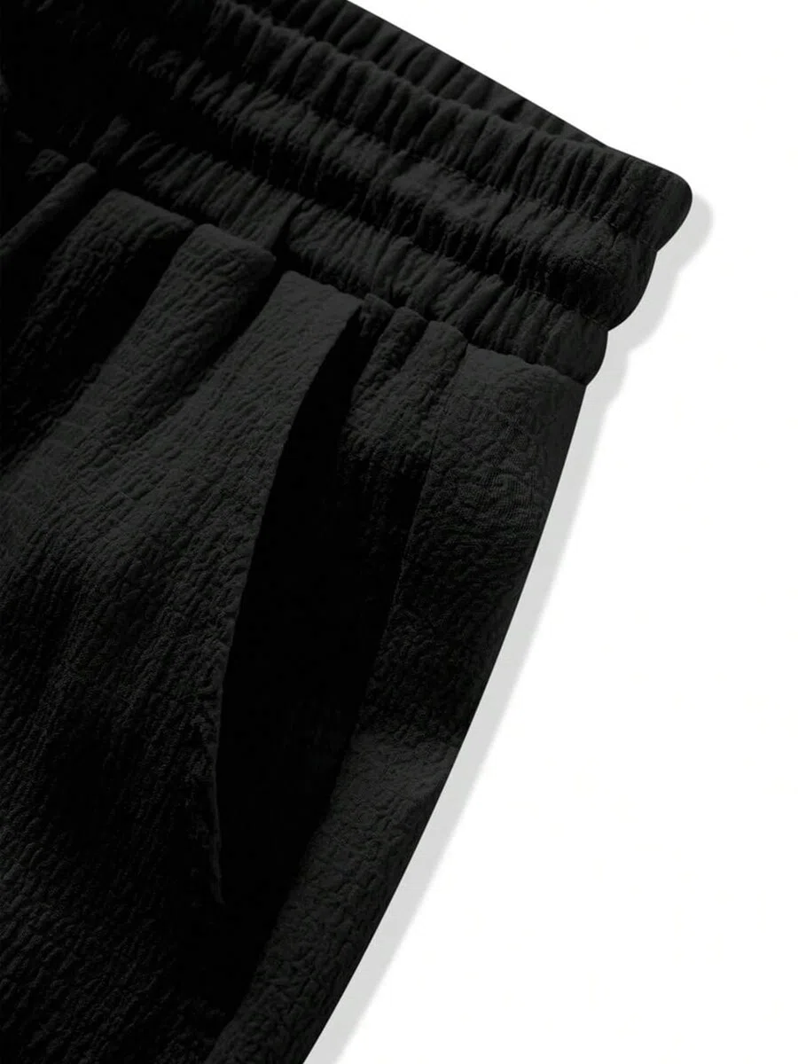 Herren 2-Teiliges Set Sommer Jogginganzug Outfit - Kurzarm Hemd und Kurze Hose - Casual Männer Atmungsaktiver Trainingsanzug Freizeitanzug für Urlaub & Strand