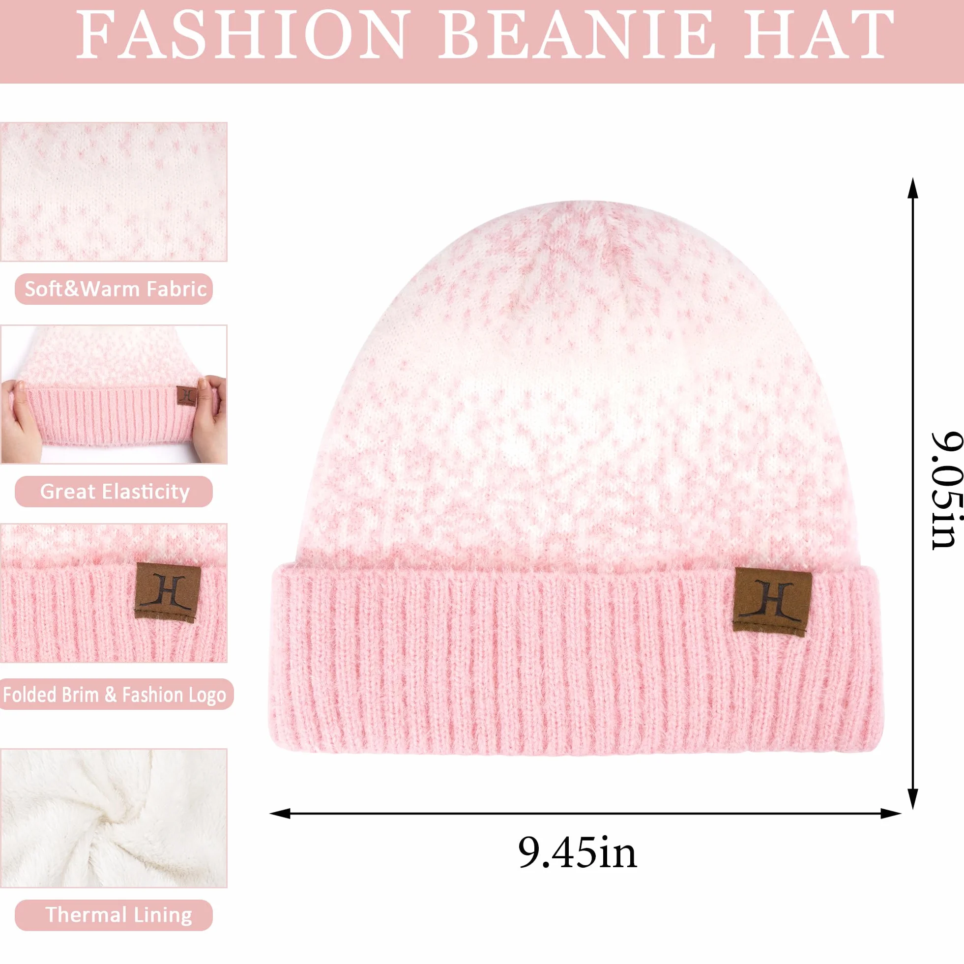 Damen Winter Warm Mütze Touchscreen Handschuhe und Lang Schal Set mit Fleece Gefütterte, Thermo Wintermütze Strickmütze Beanie Winterhandschuhe Strickhandschuhe Schals Frauen Geschenk Weihnachten