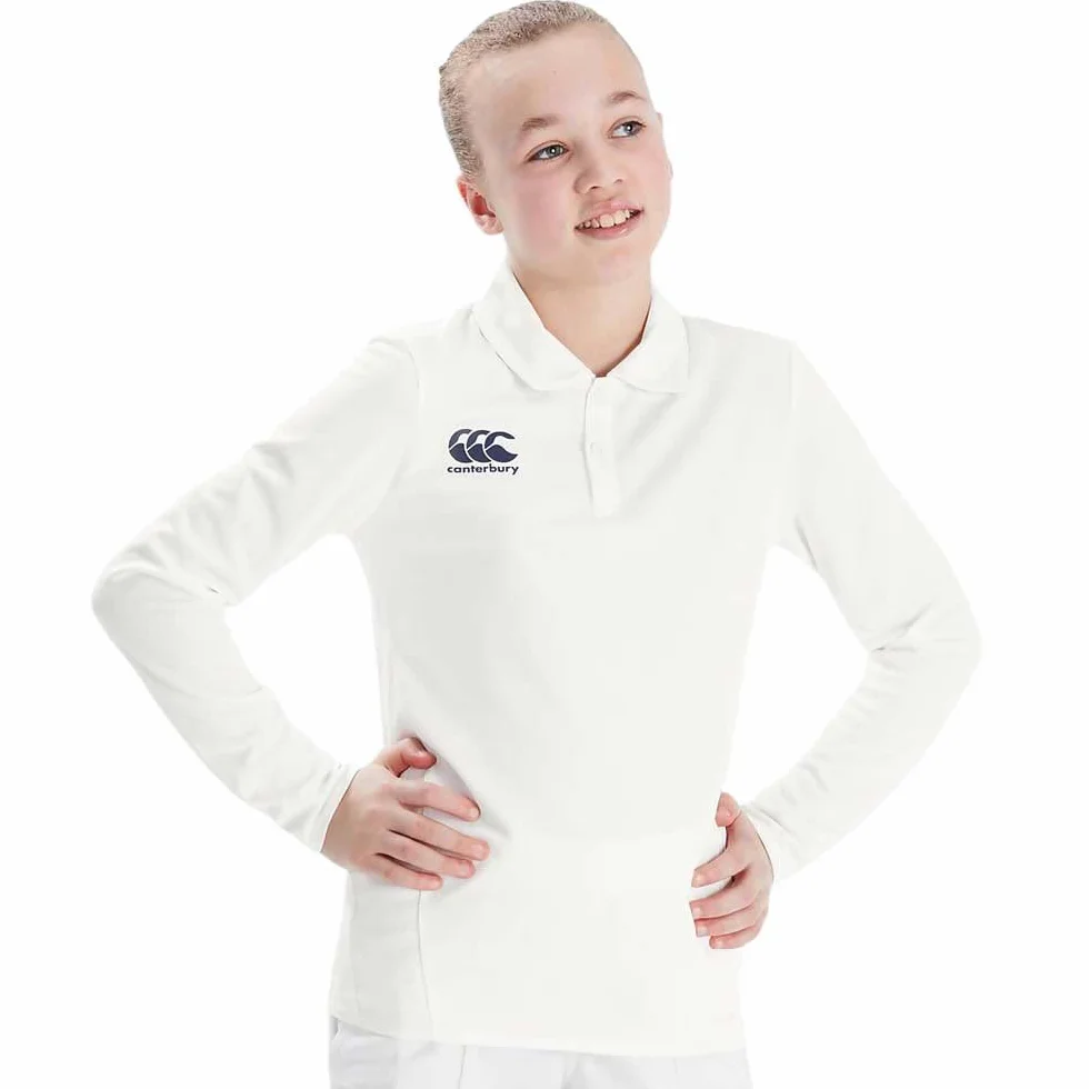 Canterbury Cricket Performance Long Sleeve Polo Shirt für Jungen, Cream, 12 Jahre