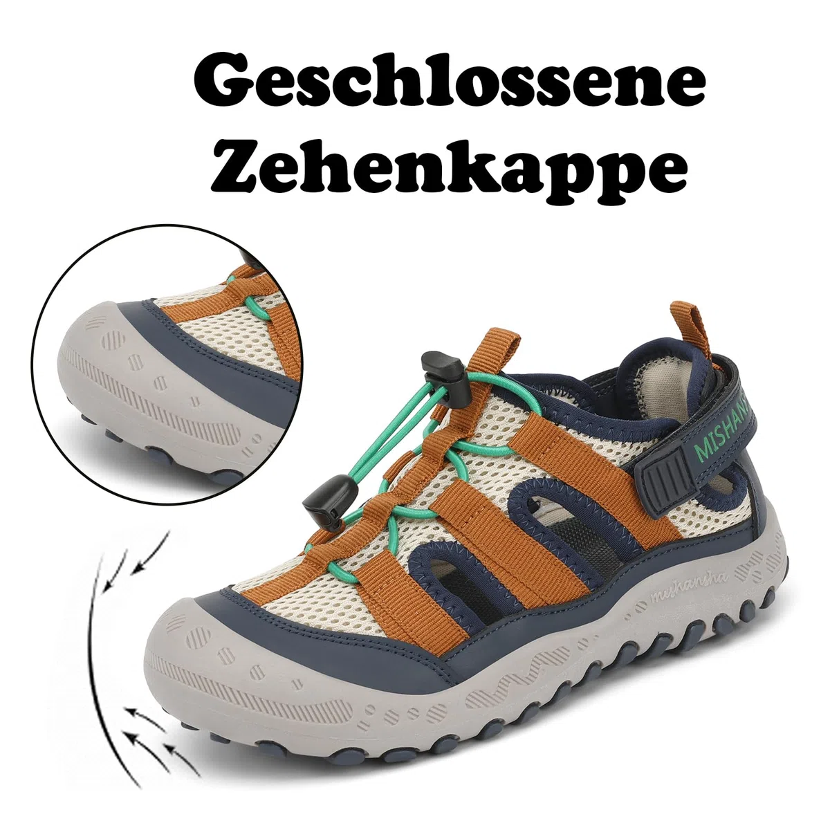Mishansha Jungen Sandalen Geschlossene Outdoorschuhe Gr.24-38 | Kinder Wandersandalen, Trekking, Sommer, Atmungsaktiv, Rutschfest