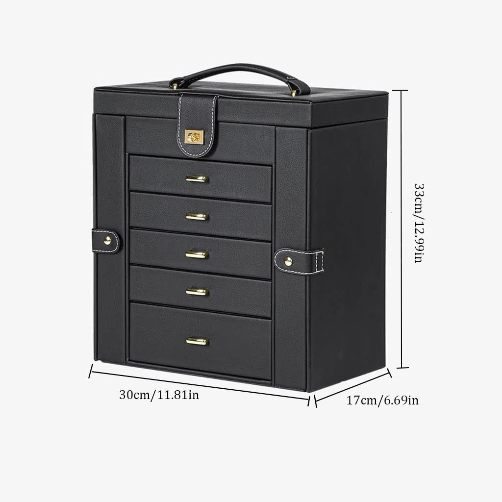 Schmuckbox Schmuckkästchen Schmuckschatulle Große Schmuckkiste 6-Schicht mit 5 Schubladen Pu. Leder Schmuck Organizer Lagerung mit Spiegelschmuck Fall for Frauen Mädchen Geschenk Schmuckkasten Schmuck