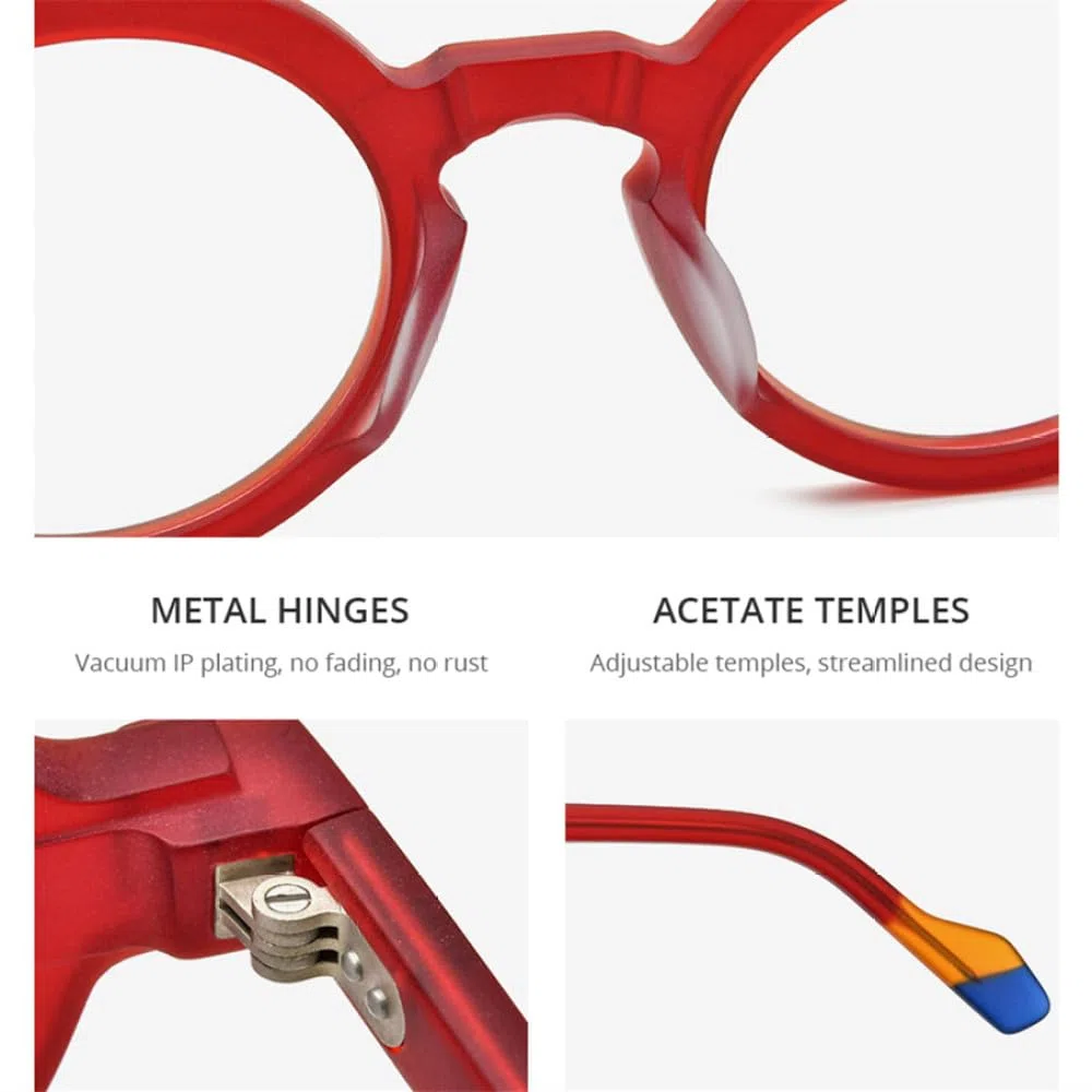 MUTYNE Mehrfarbige Acetat-Brillengestelle für Herren, matt, Retro, runde Brillen, Damenbrillen