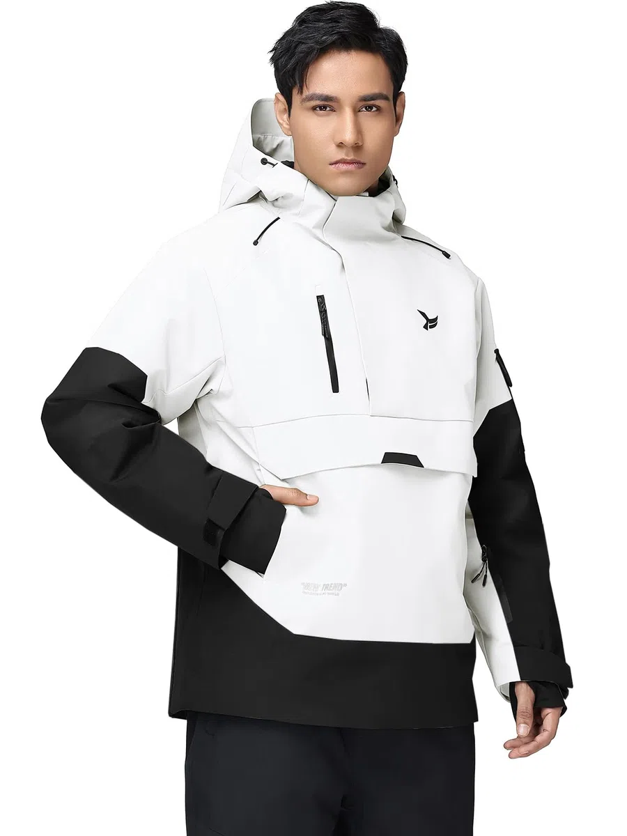 HOTIAN Herren Skijacke Warm Winterjacke Wasserdicht Atmungsaktiv Snowboardjacke Winddicht Funktionsjacke mit Abnehmbarer Kapuze