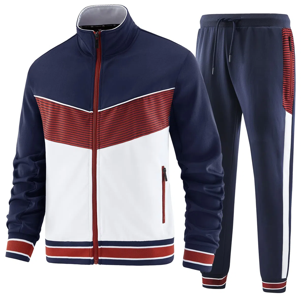 ANOTWENER Herren Trainingsanzüge Sets lässig lange Ärmel voller Reißverschluss Jacke und Jogginghose Jogginganzug Sport Outfits