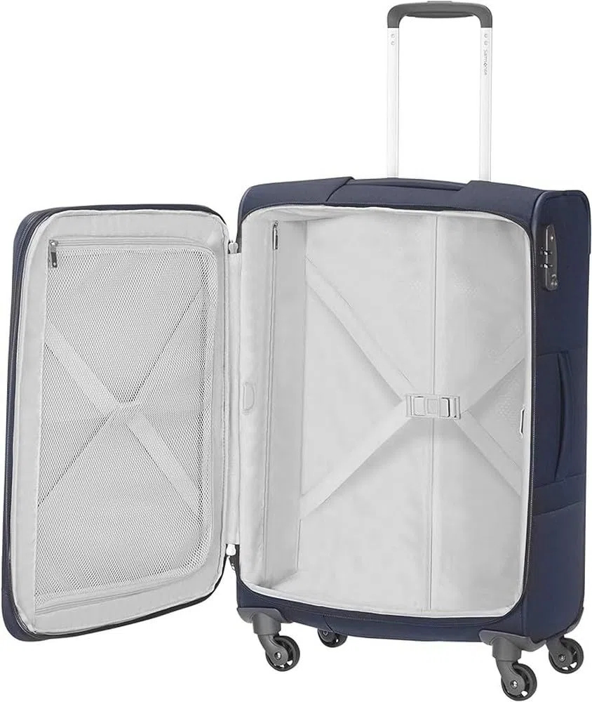 Samsonite Base Boost - Weichgepäck Koffer 78 cm Groß, Trolley Koffer mit 4 Rollen, TSA-Schloss, Leicht & Erweiterbar, 105 L, Blau (Navy Blue)