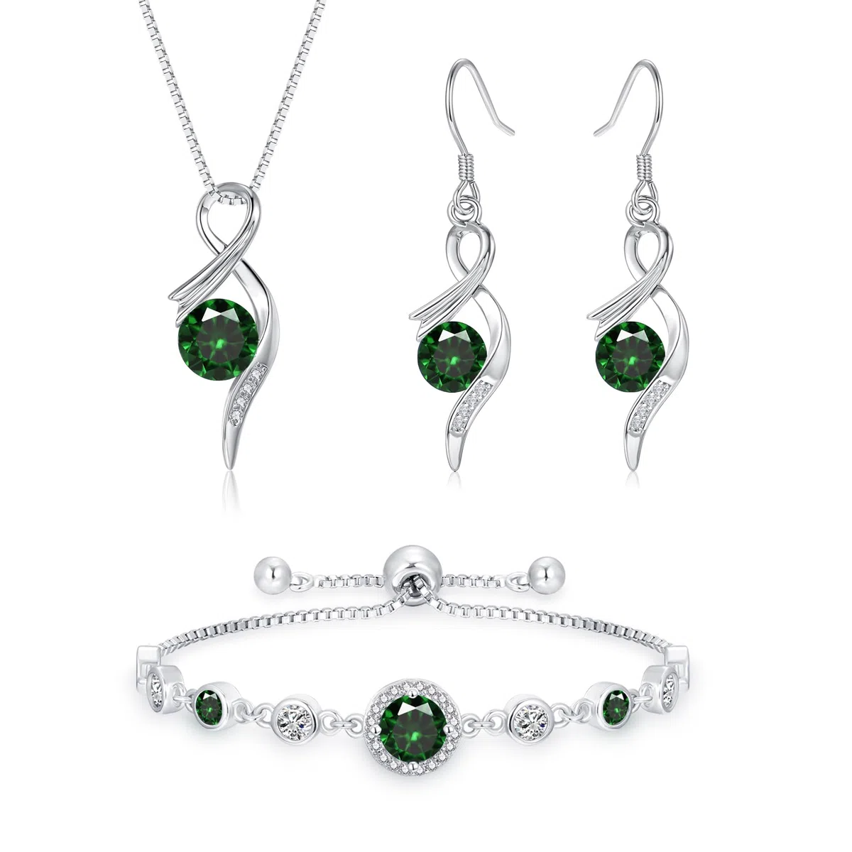 Silber Schmuck Set Damen, 3PCS 925 Sterling Silber Halskette & Ohrringe & Armband Set mit AAAAA Cubic Zirkonia, Unendlichkeit Silberschmuck Damen 925 Geschenk zum Geburtstag Mutter Tag