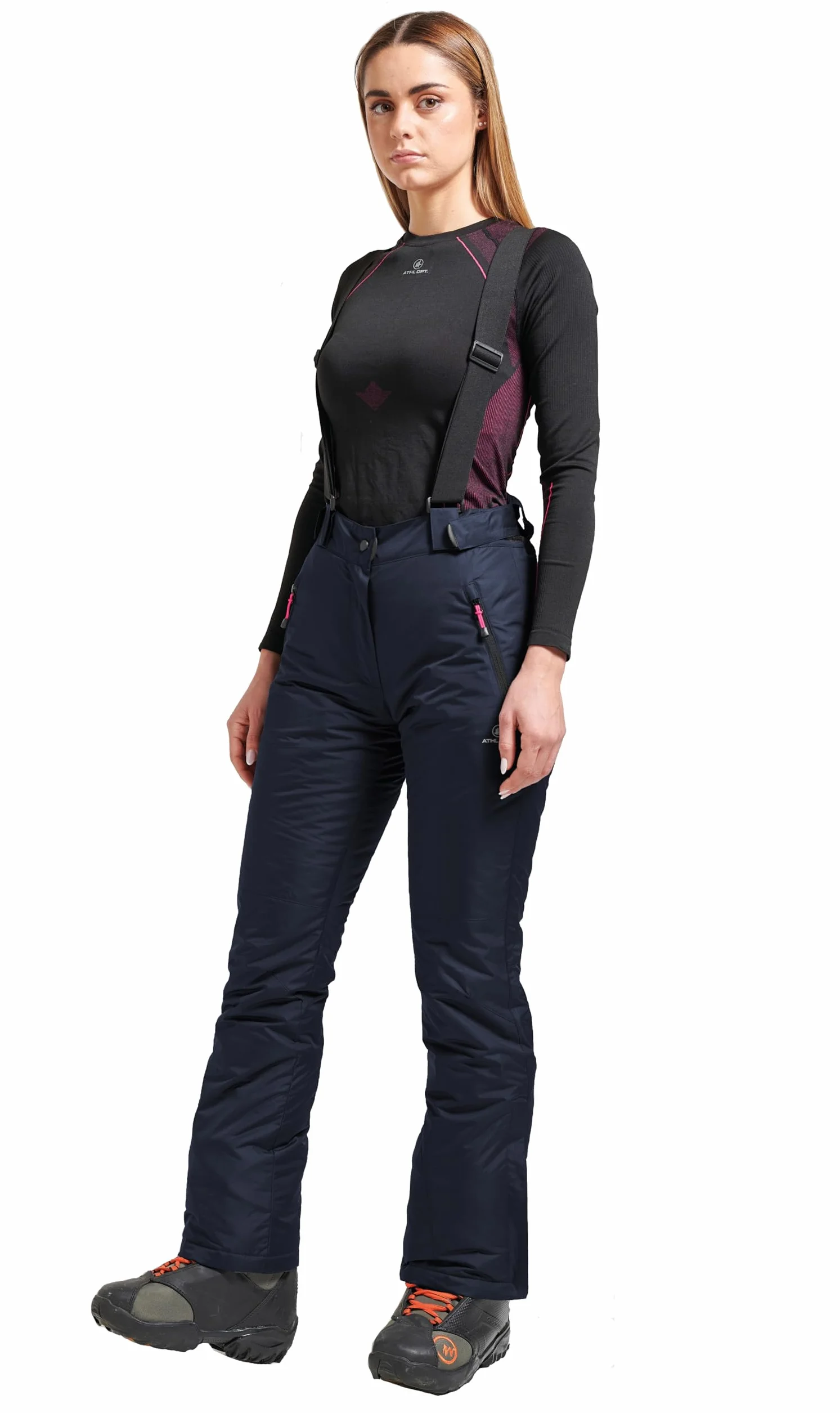 Damen warme Skihose/Snowboardhose/Schneehose wasserdicht 5000mm mit abnehmbaren Hosenträger