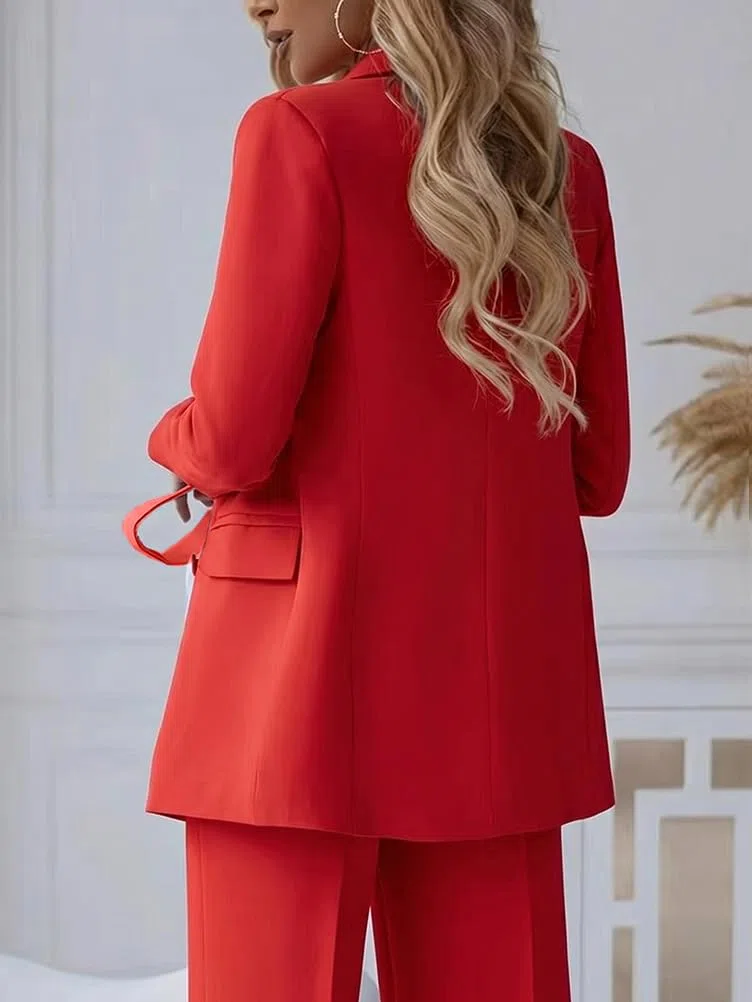 shownicer Hosenanzug Damen Festlich Elegant Business Anzug Set Revers Büro Anzugjacke Blazer und Hose Zweiteiler