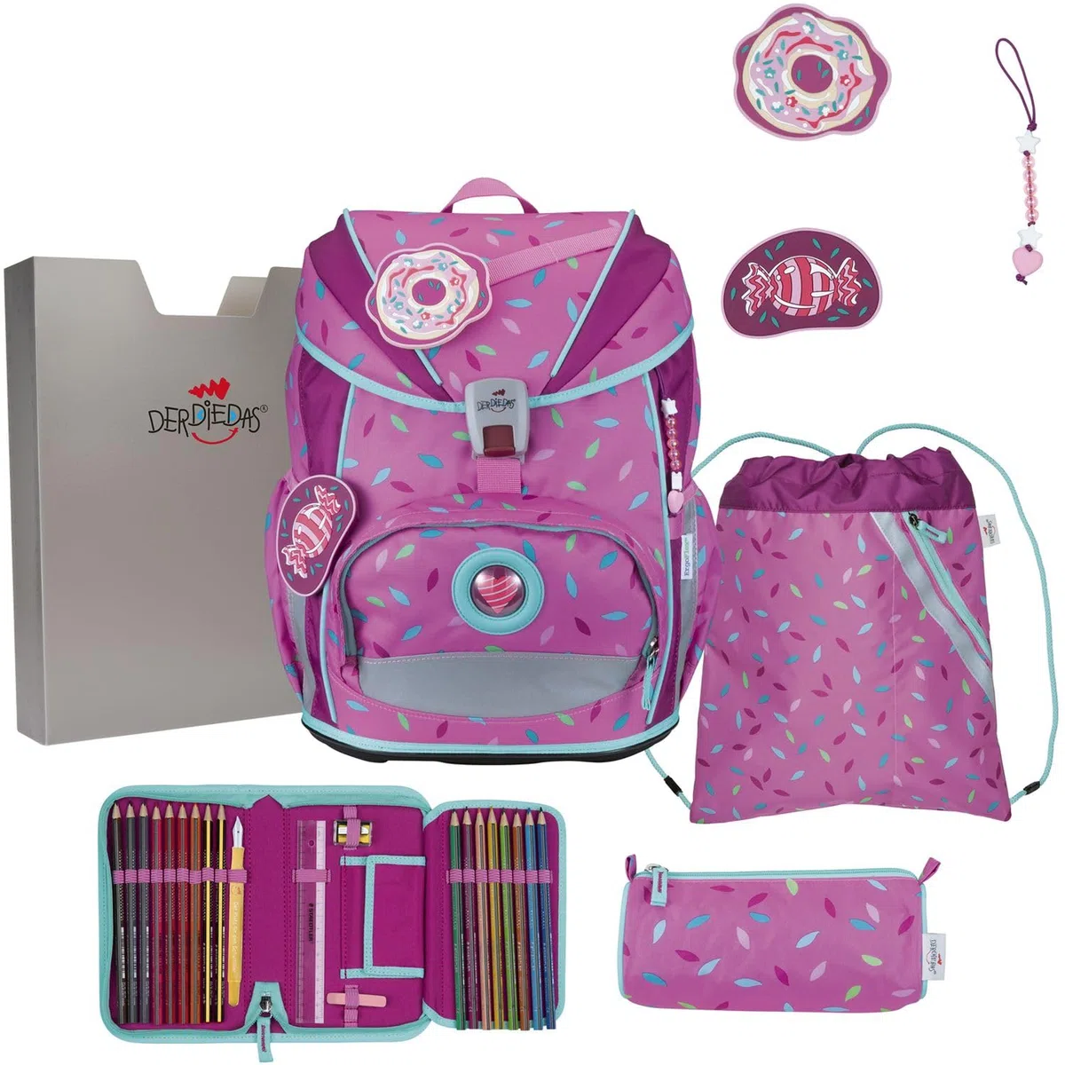 DerDieDas Schulranzen ErgoFlex Light Set 6-teilig Sweet Sprinkles pink