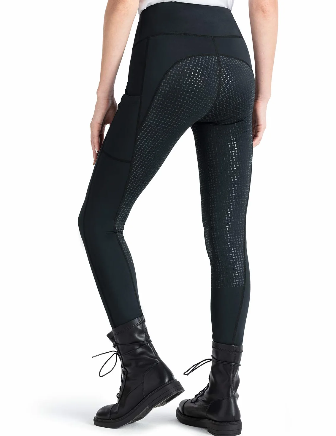 NAVISKIN Damen Reitleggings Silikon-Vollbesatz Reithose Silikongrip Vollbesatzreithose Handytasche