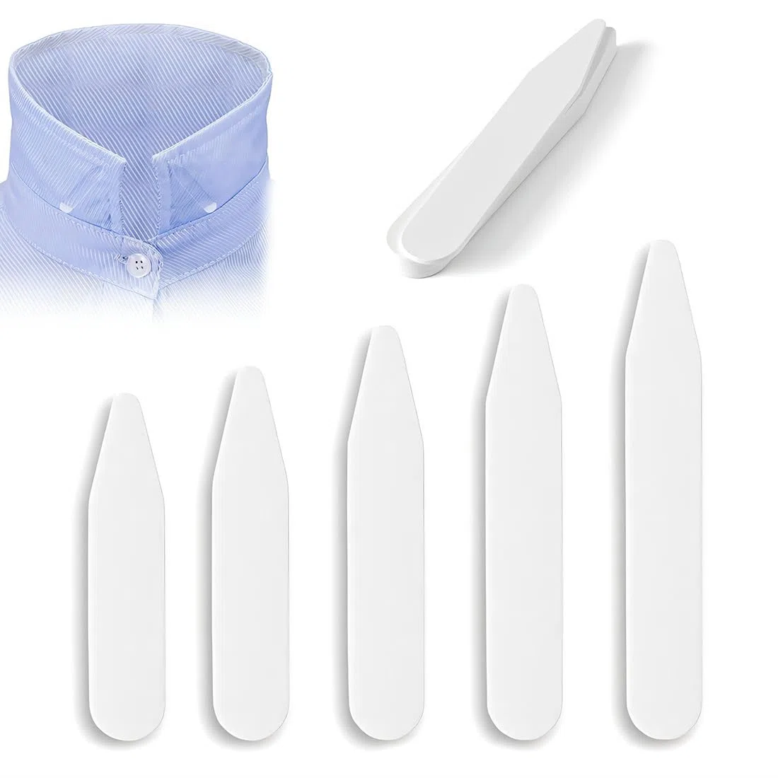 SGERUFZ 50er Set Kragenstäbchen Für Herrenhemden, Hemdkragen Einsatz Herren, Kragenverstärker Aus Stäbchen Für Einen Perfekten Sitz Des Hemdkragens (In 5 Größen)