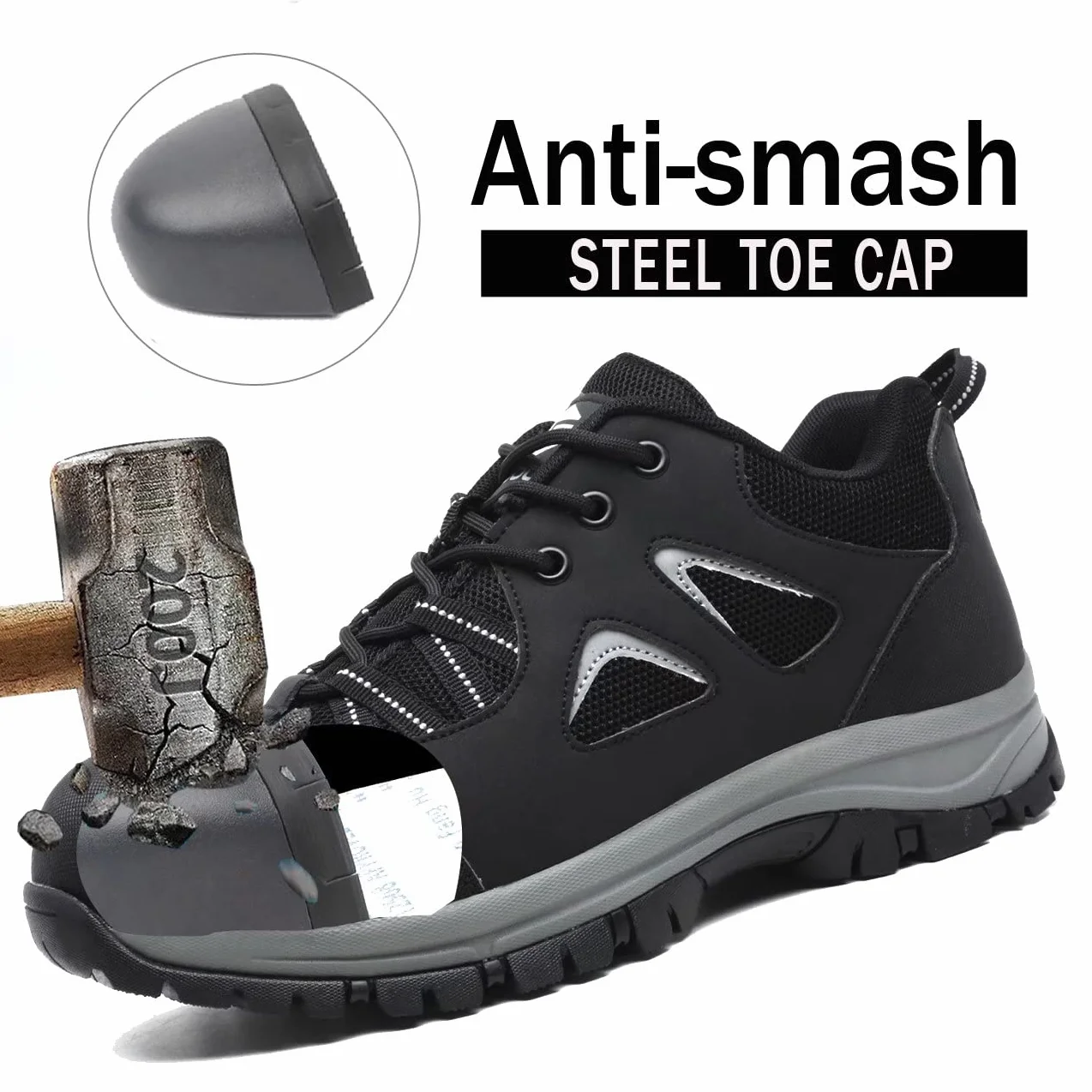 ISOOUS Sicherheitsschuhe Herren Damen Leicht Arbeitsschuhe Stahlkappenschuhe Atmungsaktiv Anti-Smashing Anti-Piercing