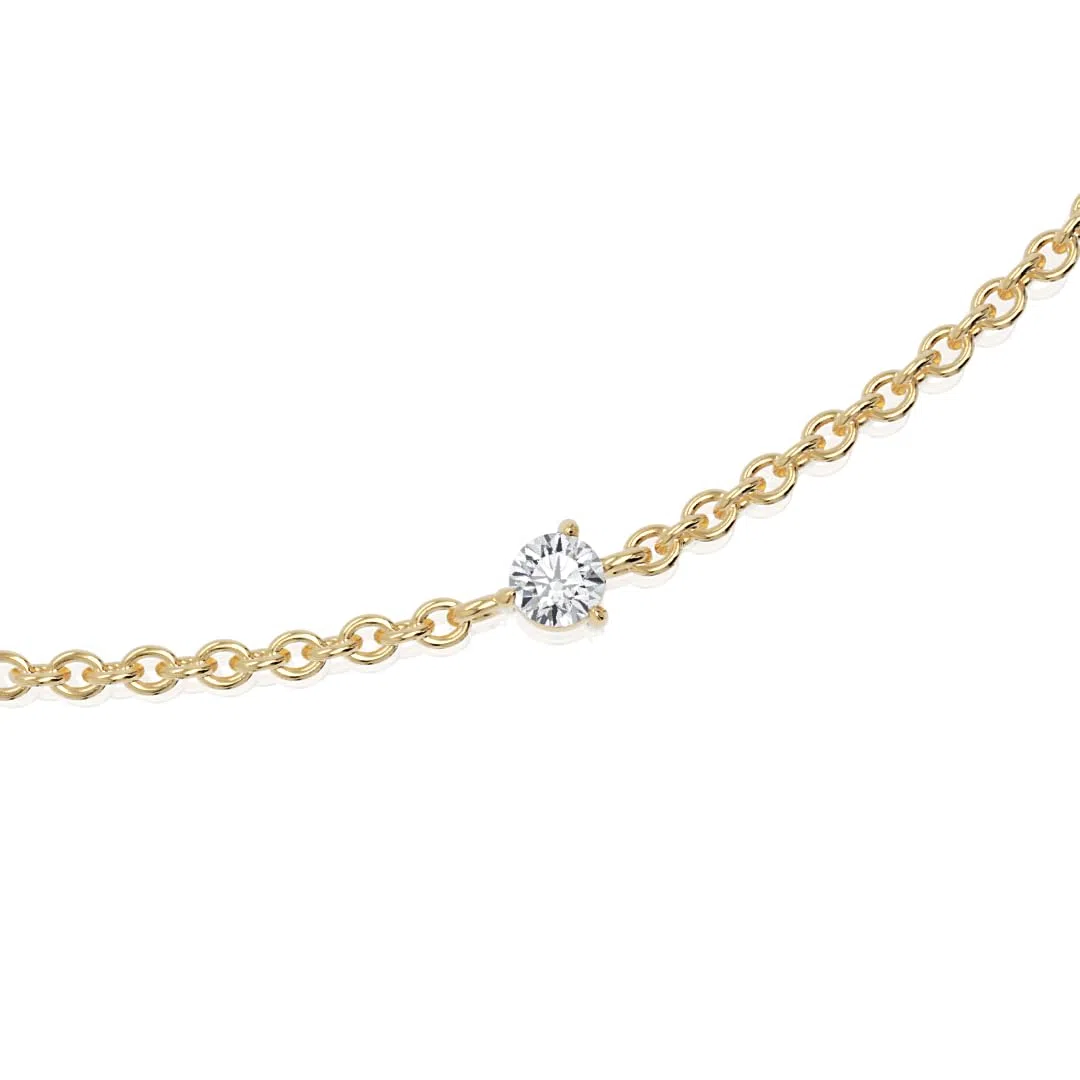 585 Echtgold 14K Massivgold Zartes Diamant-Station Armband – Filigran, Minimalistisches Design – Mit VS2+ Klarheit Diamanten – Handgefertigtes Geschenk für Frauen
