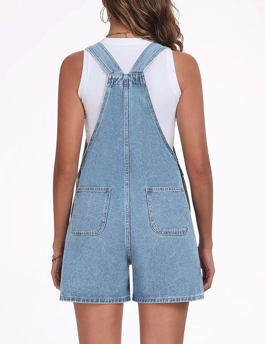 Fengbay Latzhose Damen Kurz Jeans Overall Casual Sommer Baggy Bib Denim Shorts Jumpsuits Mit Verstellbare Trägern Mode