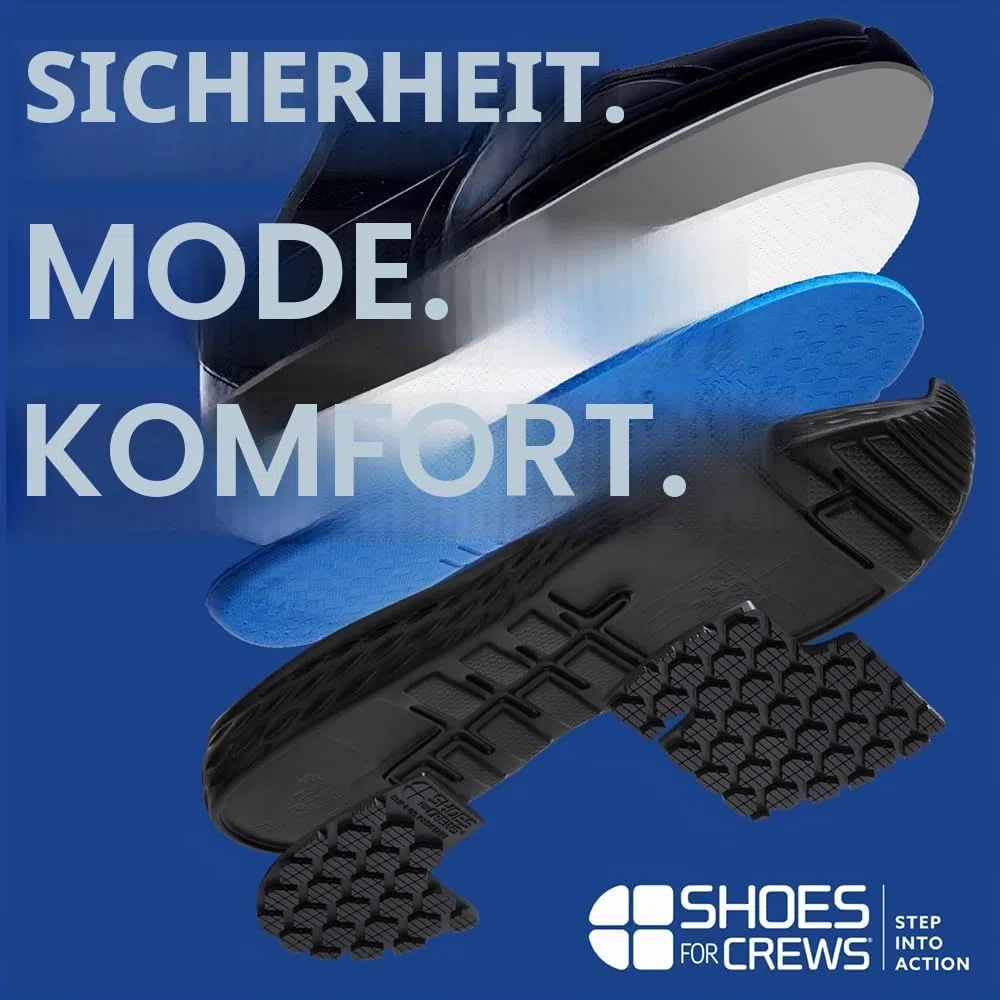 Shoes For Crews Unisex rutschhemmende Arbeitssneaker – Bequem, weiches Leder, Spritzschutz, OB E SRC, ideal für Gastronomie und Küchen für Kellner und Koch, Sicherheitsdienst, Einzelhandel – Condor II
