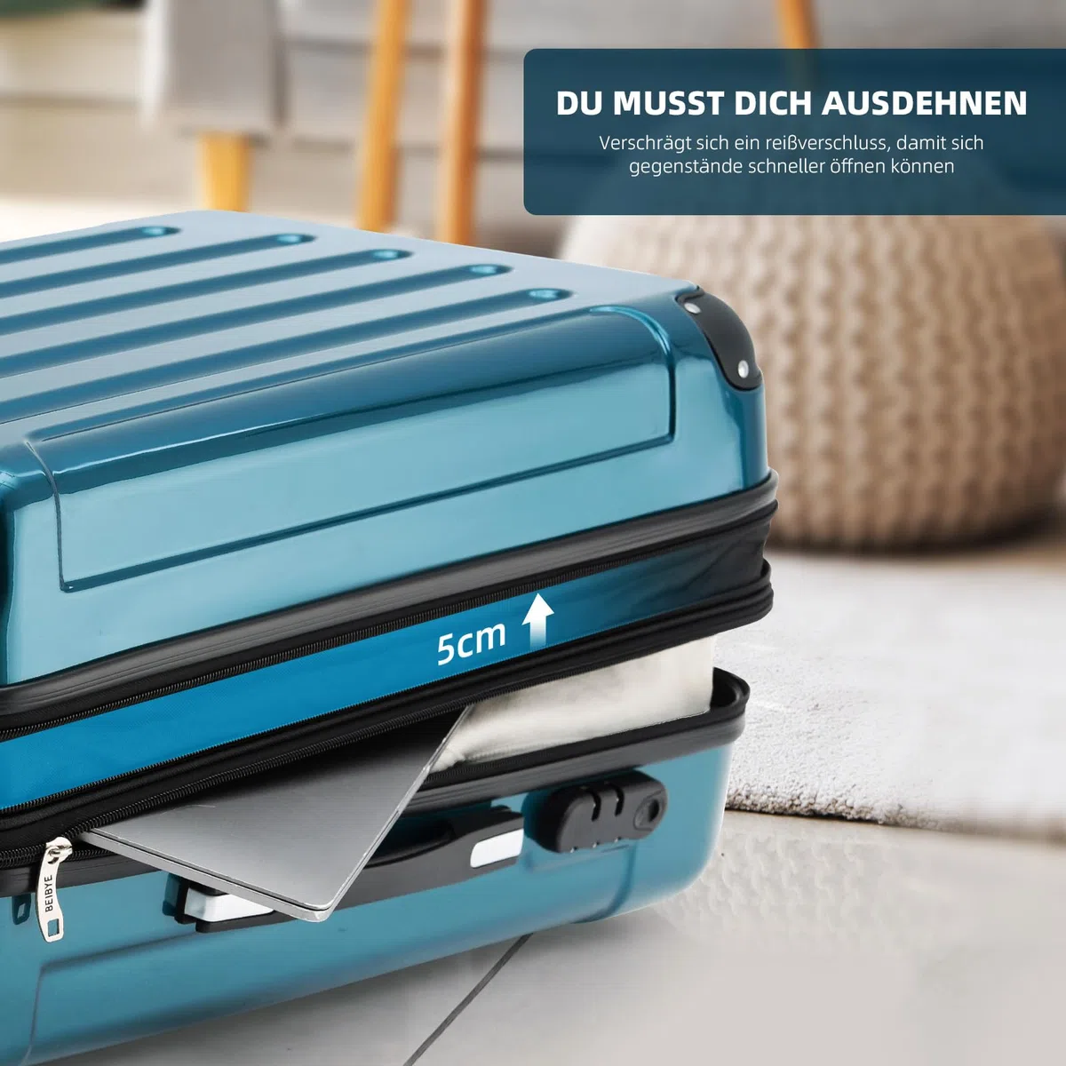 BEIBYE- 3er Kofferset Hartschalen-Koffer Reisekoffer Trolley Rollkoffer Set Reisekofferset (Pale Green)