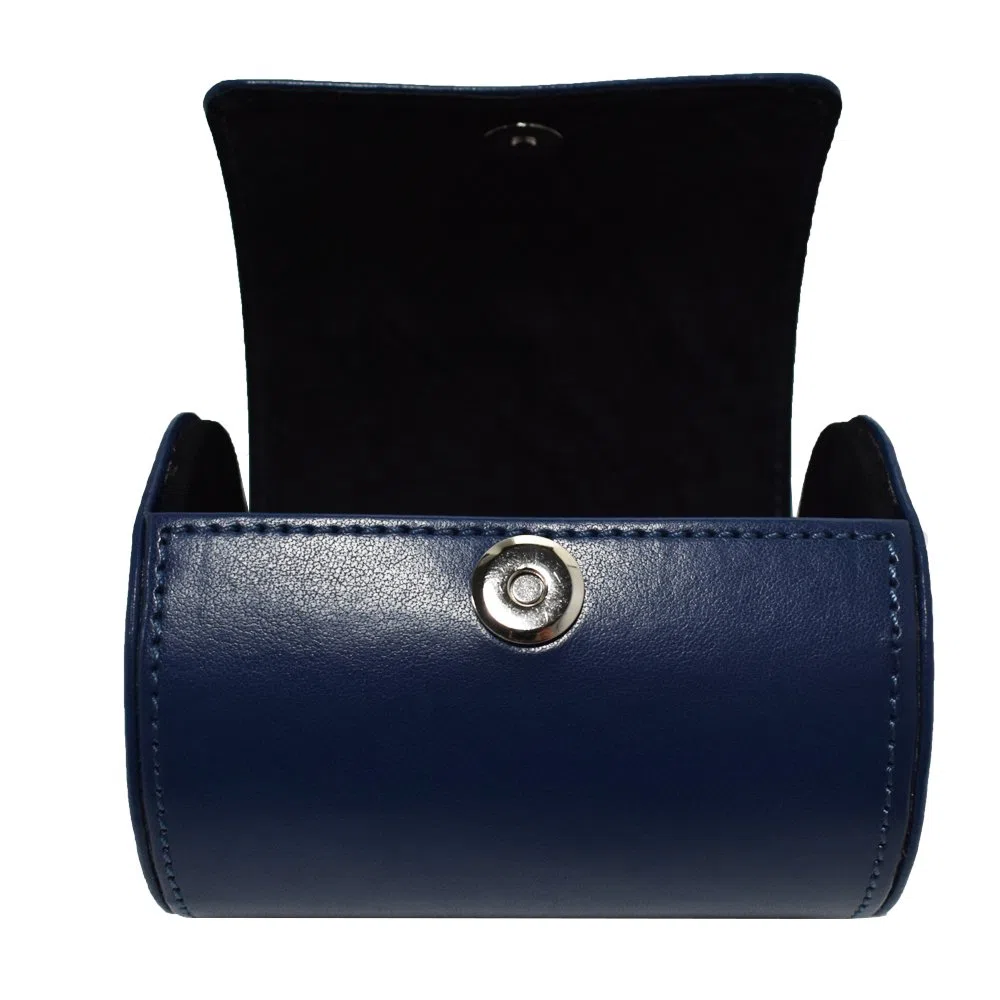 Fashionable Business PU Leder Krawatten Box 12 x 9 x 9 cm Zylinder-Form Krawattenhalter (Blau)