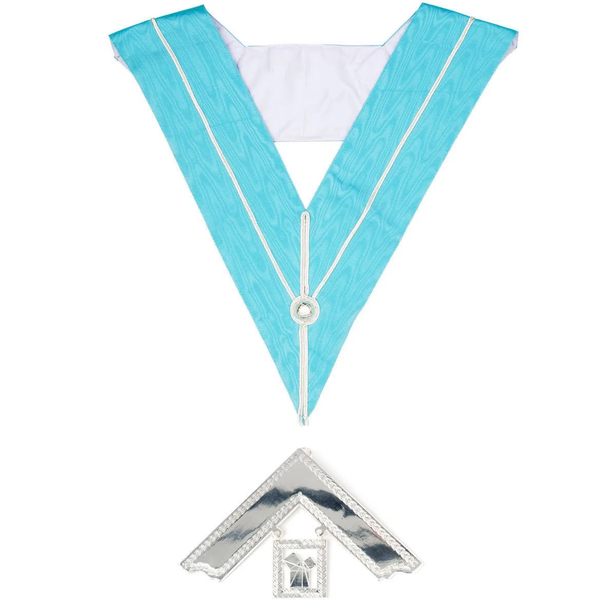 THE MASONIC COLLECTION - Craft Past Masters Kragen & Juwel PM – versilbert – aus hellblauem Stoff - Freimaurer Geschenke für Männer