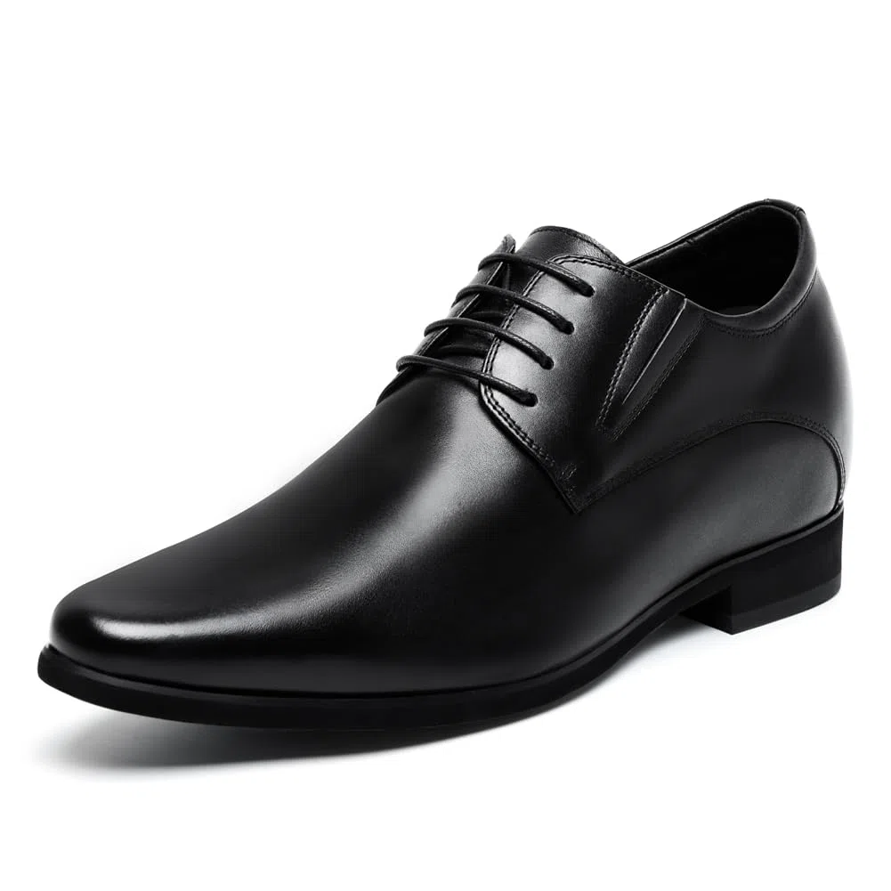 CHAMARIPA Herren Derby-Geschäftsschuhe mit 8 cm unsichtbarer Innenerhöhung | Obermaterial aus Vollnarbenleder, integrierte Erhöhungssohle, ideal für Büro, Hochzeit und Alltag