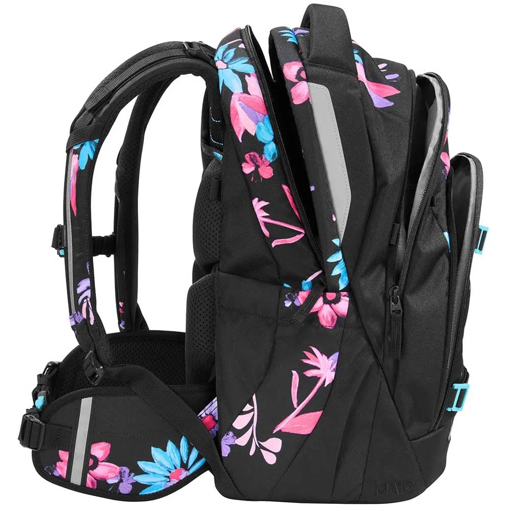 coocazoo MATE Schulranzen-Set 3tlg für Mädchen und Jungen ab der 4. Klasse mit Rucksack. Schlamperetui und Sportbeutel (Floral Artnight V2)