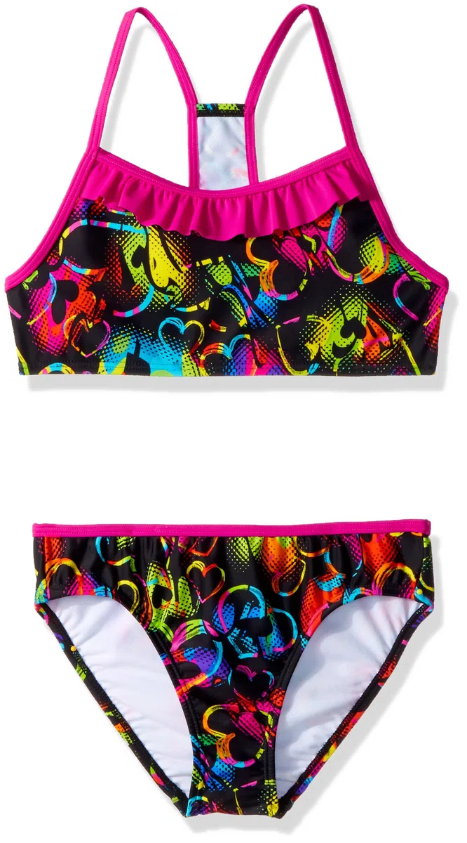 Speedo Girls Diamond Geo Racerback Tankini Pink Size