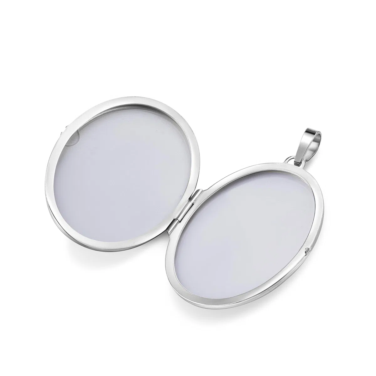 Medaillon groß Anhänger Silber 925 für 2 Bilder Amulett für Damen mit Kette zum Öffnen