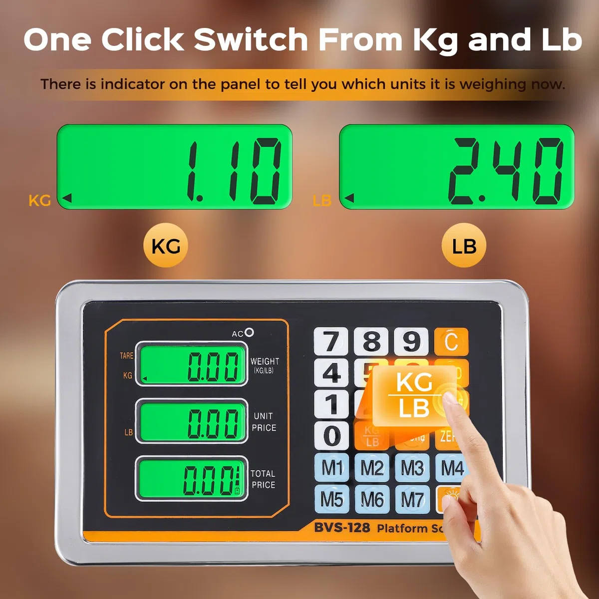 Bonvoisin Digitale Industriewaage Plattformwaage 300kg/ 0.1kg, Schwere Bodenwaage& Paketwaage mit KG/LB-Umschaltung, Wiegefläche 45x40cm, LCD-Display, Rollen & verstellbare Füße, Netz-/Batteriebetrieb