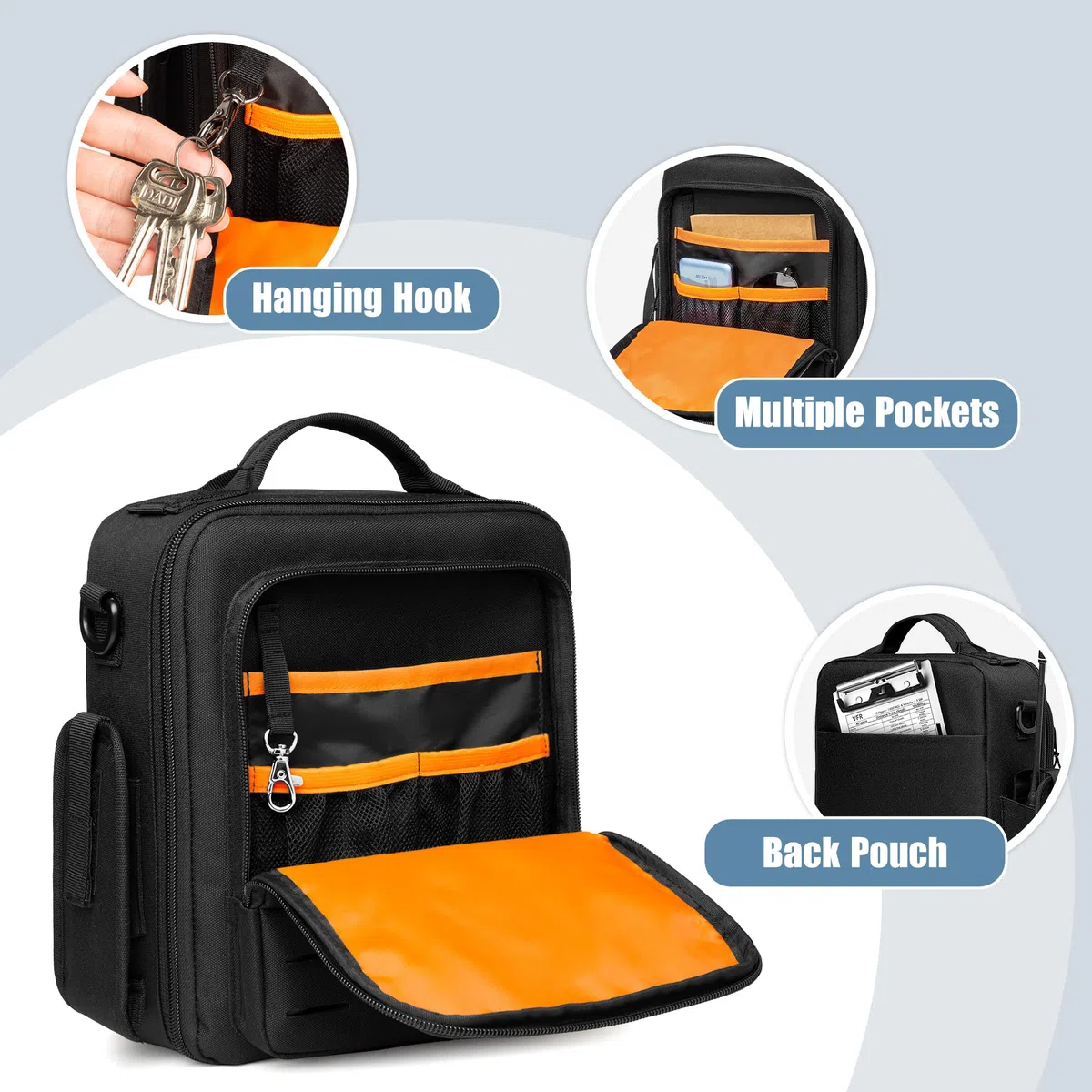 Damero Kopfhörer Tasche für Flieger, kleine Pilotenkoffer für Kopfhörer, Tasche für Flugkopfhörer mit Schultergurten, Schwarz