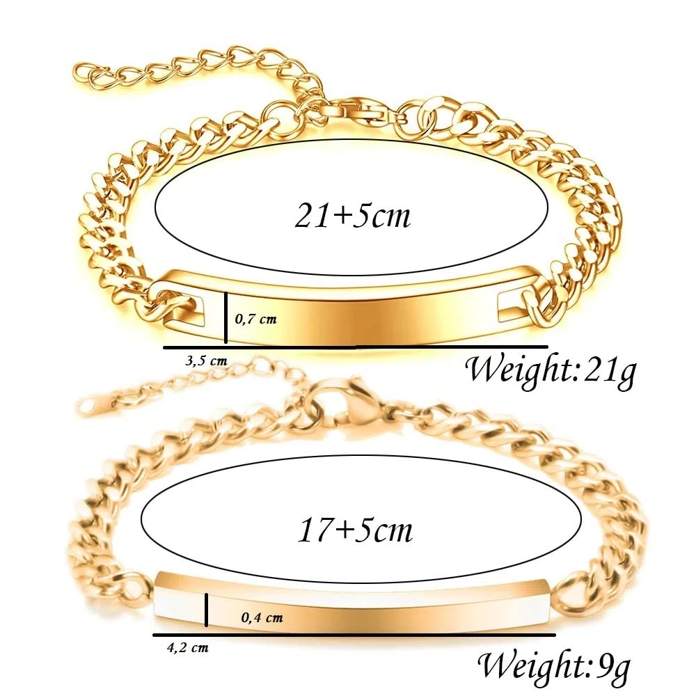 ID Edelstahl Partner Armbänder + Gravur nach Wunsch Partnerarmbänder mit Box