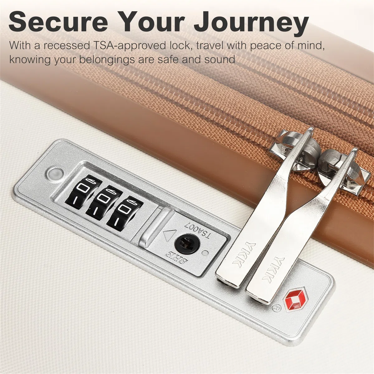KONO Koffer Groß, Erweiterbar Hartschalenkoffer leicht, Reisekoffer mit 4 Rollen TSA Schloss, ABS+PC Hartschale (Creme/Braun,XL)