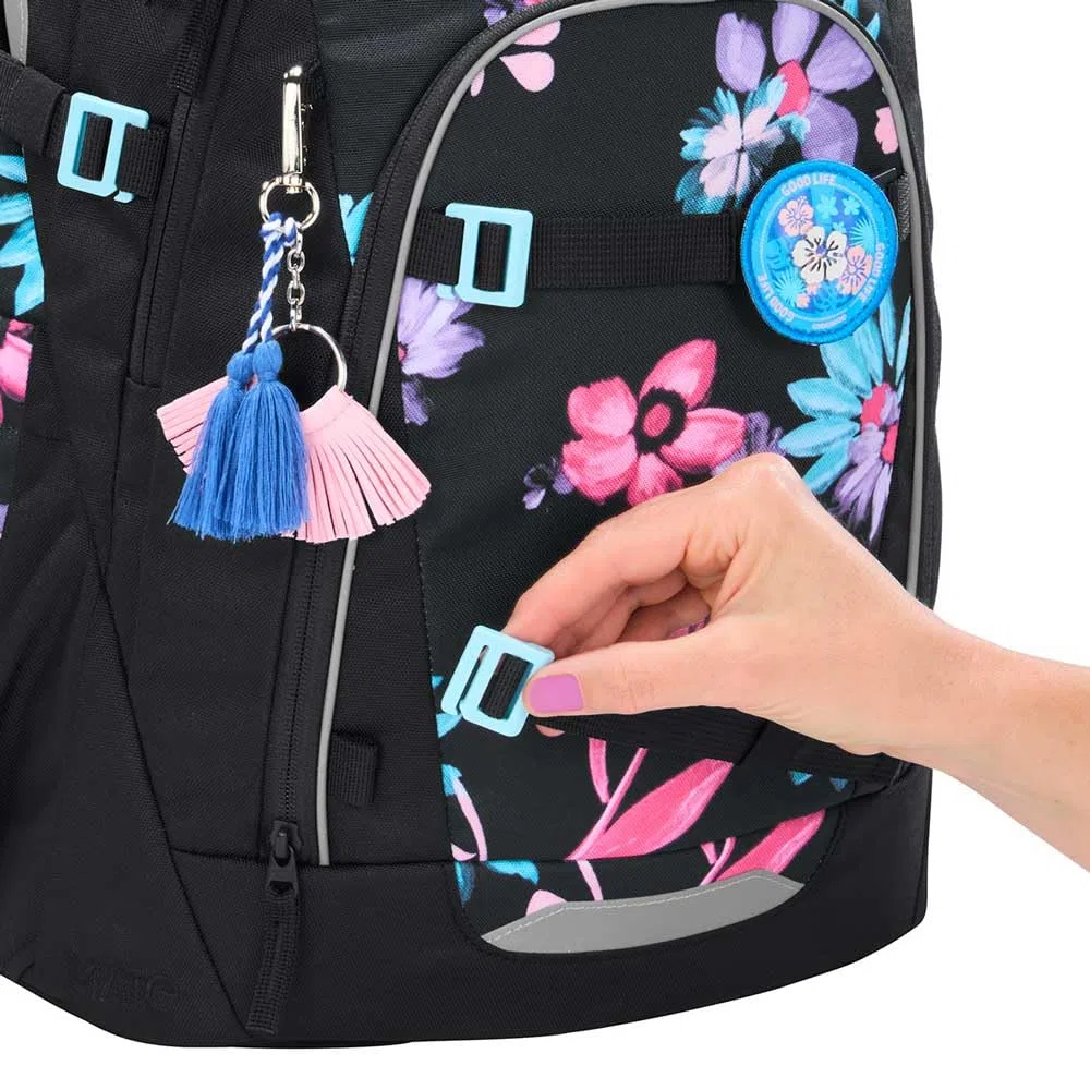 coocazoo MATE Schulranzen-Set 3tlg für Mädchen und Jungen ab der 4. Klasse mit Rucksack. Schlamperetui und Sportbeutel (Floral Artnight V2)