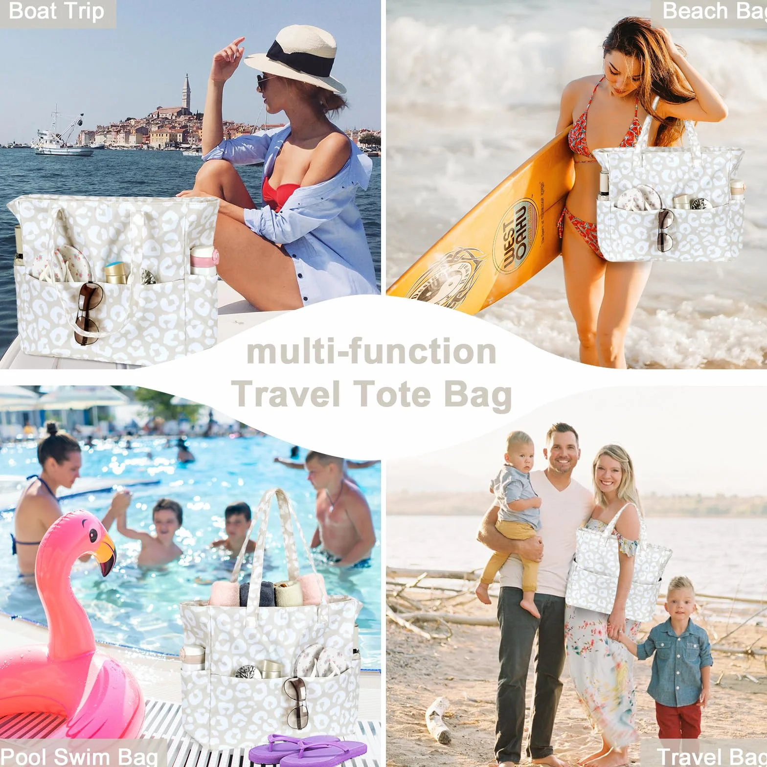 LEDAOU Strandtasche für Damen, wasserdicht, sanddicht, Strandtasche mit Reißverschluss, für Schwimmen, Fitnessstudio, Essen, Reisen, mit Nasstasche | Sanddicht