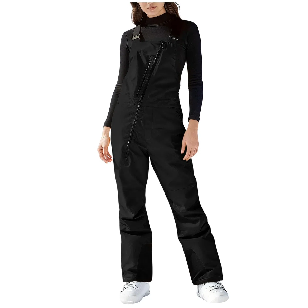 AACH Damen Skihose Wasserdicht Winddichte Funktionshose Warme Gefütterte Schneehose Einfarbig Skioverall Latzhose mit Reißverschluss Snowboardhose Outdoor Wanderhose Baggy Thermohose