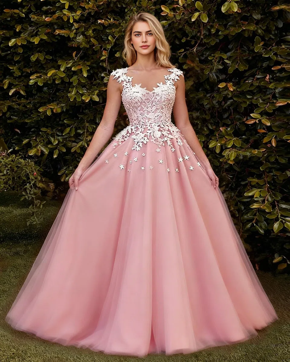 HUINI Spitzen Ballkleider Lang A-Linie Formell Abendkleid Prinzessin Hochzeitsgast Kleid Ärmellos Festkleid