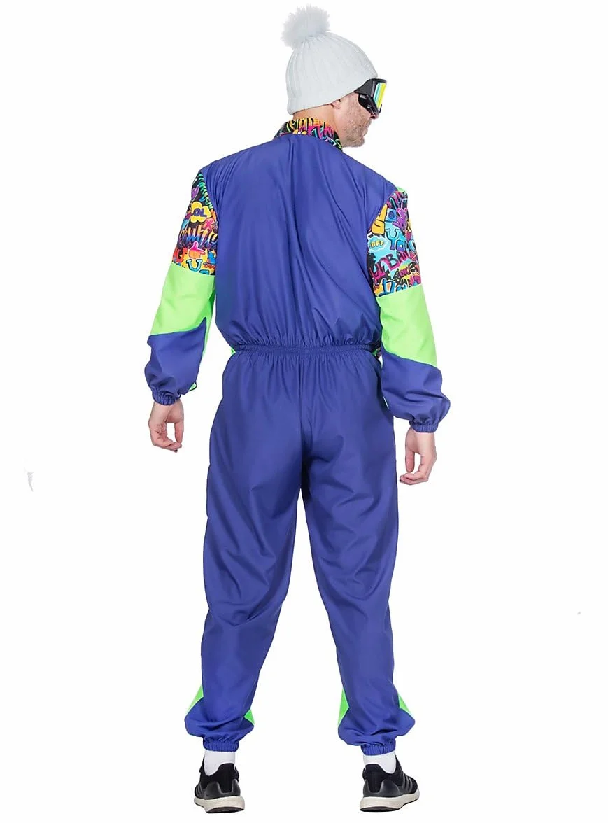 WILBERS & WILBERS 5495 - Retro Skianzug mit 80er Jahre Print für Herren, Skioverall, Schneeanzug, für Aprés Ski und Karneval