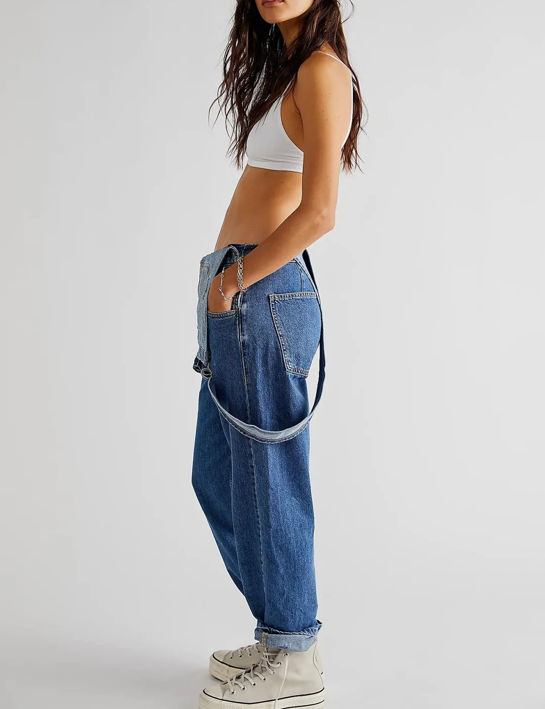 Damen Casual Denim Jean Overalls Lose Verstellbare Träger Baggy Latzhose Bib Romper Jumpsuit Harem Hosen