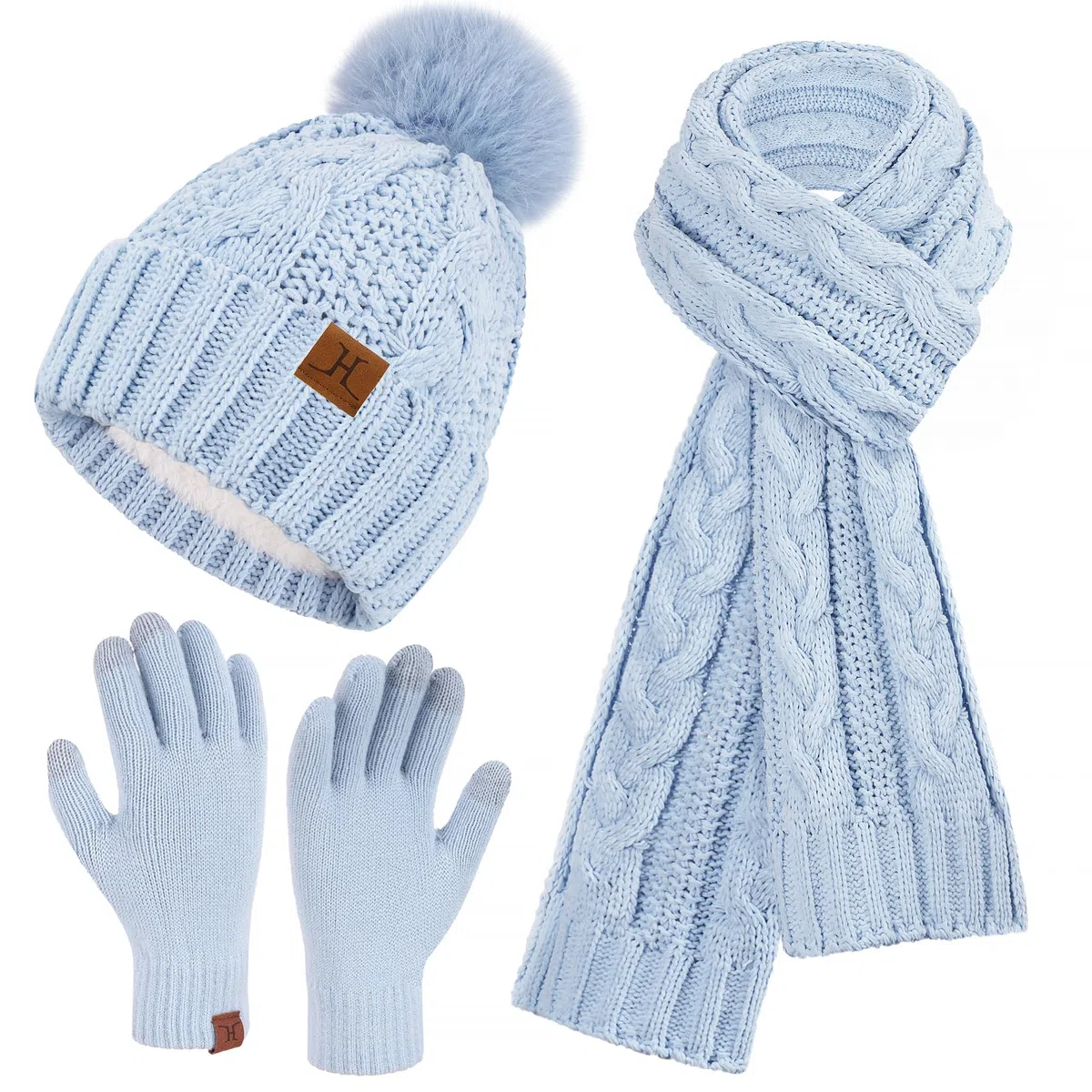 ZASFOU Damen Winter Mütze Schal Touchscreen Handschuhe Set Thermo Chenille Strickmütze Beanie Wintermütze Schals Winterschal Winterhandschuhe Geschenk für Frauen