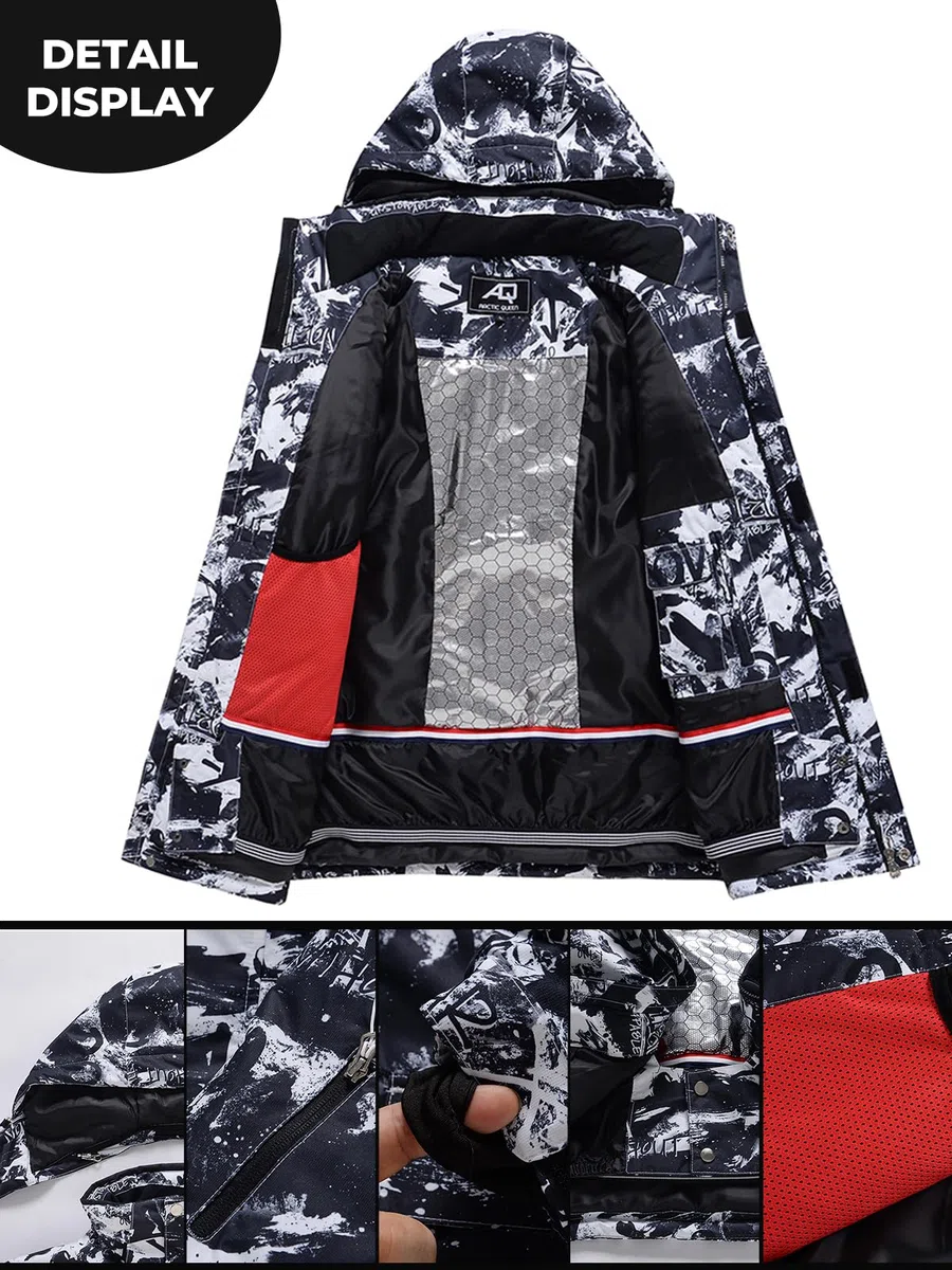 HOUZONIY Herren Skianzug Set Herren Schneeanzug Warmer Winddichter 2-Teiliger Schneeanzug(209+Schwarz M)