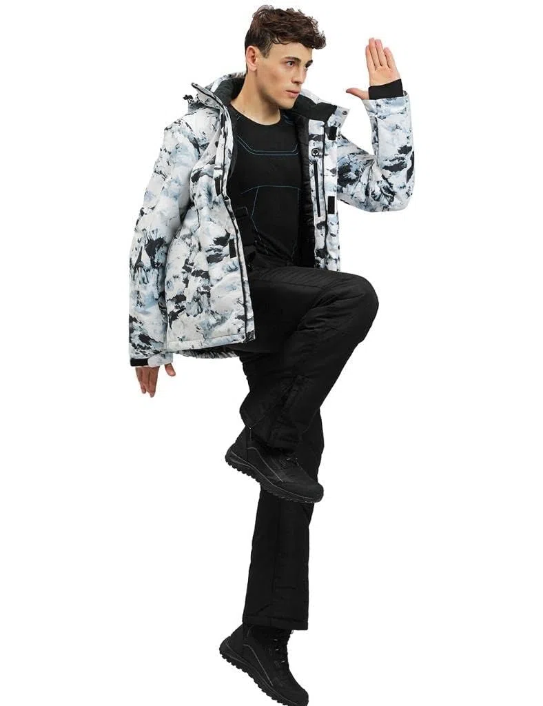 ALSOGO Herren Ski Jacke und Hosen Set Ski Anzug Winter Wasserdicht Winddicht Kapuze Schneemantel 2-Stücke Snowboard Sets