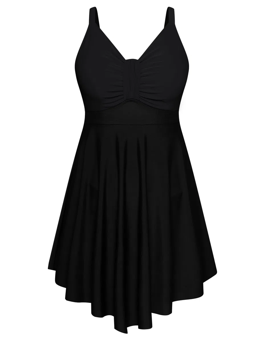 Hanna Nikole Damen GroßE GrößEn Badekleid Einteiler Bauchweg Badeanzug Shape Bademode GerüSchter Schwimmanzug Weiche Strandmode Mit Badeshorts &Verstellbarer Schultergurt
