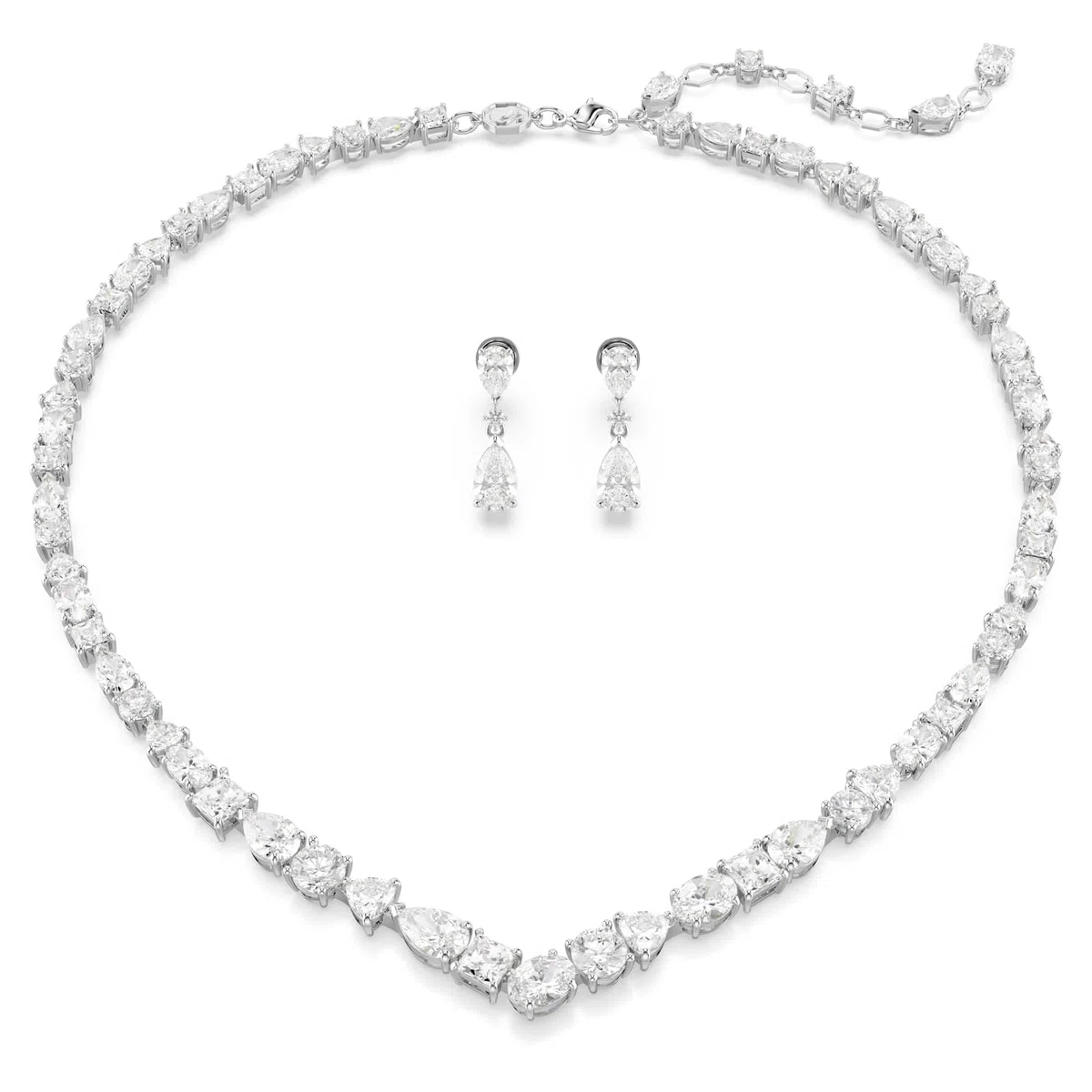 Swarovski Mesmera Set, Rhodinierte Halskette und Ohrringe mit Strahlenden Swarovski Kristallen
