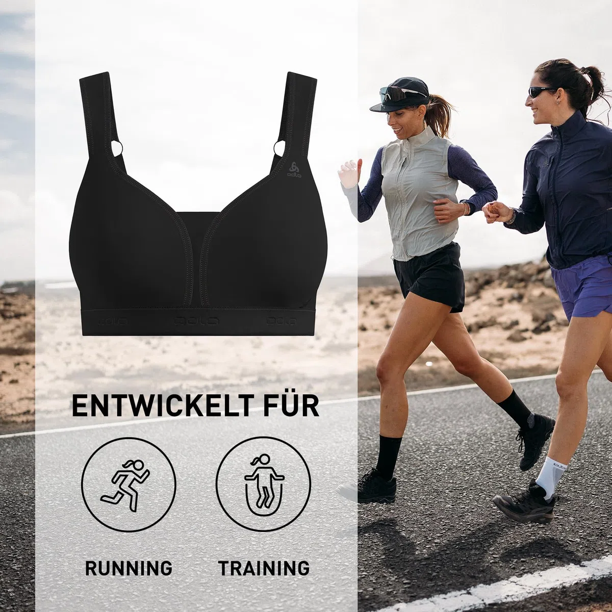 Odlo Sport BH Padded High I Sport BH Damen Starker Halt I Sports Bra Gepolstert High Support