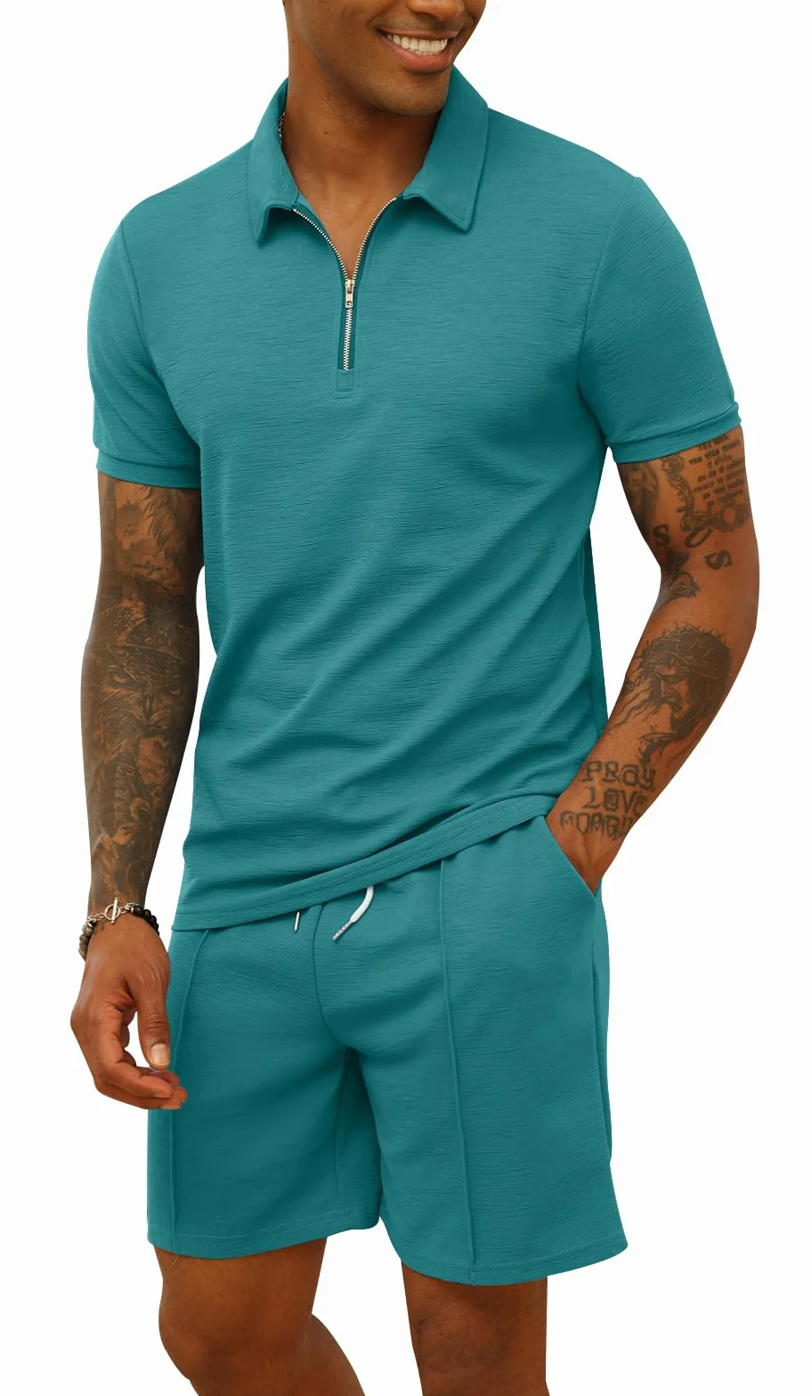 CTU Herren-Trainingsanzug, Poloshirt und Shorts, 2-teilig, Sommer-Outfits, Sportbekleidung, Sweatsuits