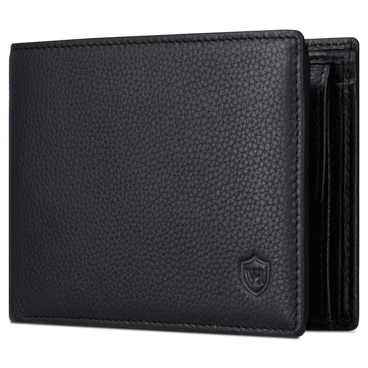 VON HEESEN Leder Geldbörse Herren mit RFID Schutz I Echtleder Geldbeutel für Männer I Münzbörse Portemonnaie Brieftasche Wallet Portmonee (Schwarz)