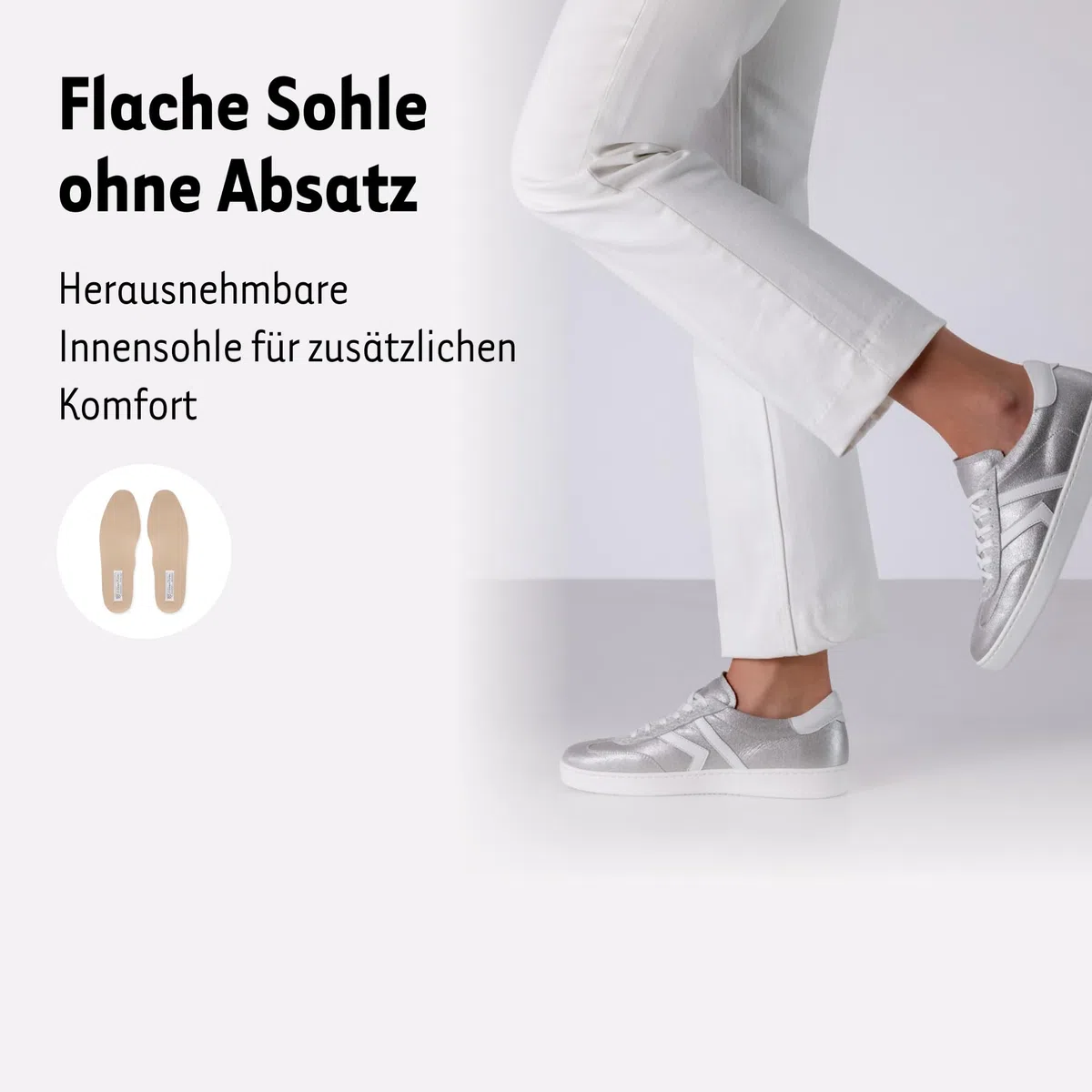 Werner Kern Tanzschuhe Damen Lacey | Tanzsneaker Silber für Latein, Salsa & Bachata mit Drehpunkten | Gleitfähige, vernähte Sohle | Geschlossen, herausnehmbare Innensohle | Made in Italy | 32-43 EU