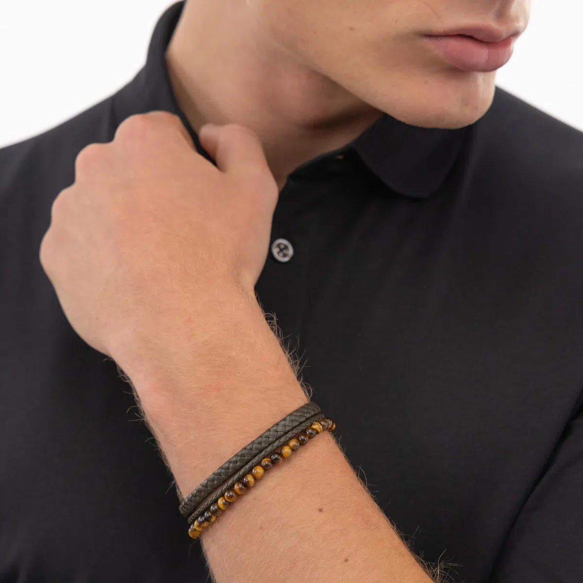 BOSS Jewelry Armband mit Schmuckperlen für Herren Kollektion SPHERE MIXED - Erhäntlich auch Schwarze oder Braune Farbe