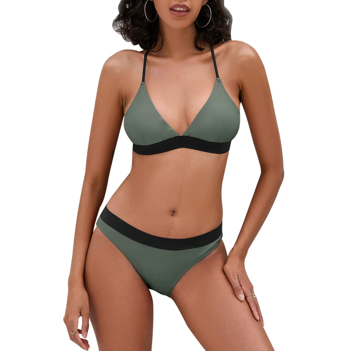 Damen Bikini Set, Triangel, breites Unterbrustband, Bademode, Badeanzug
