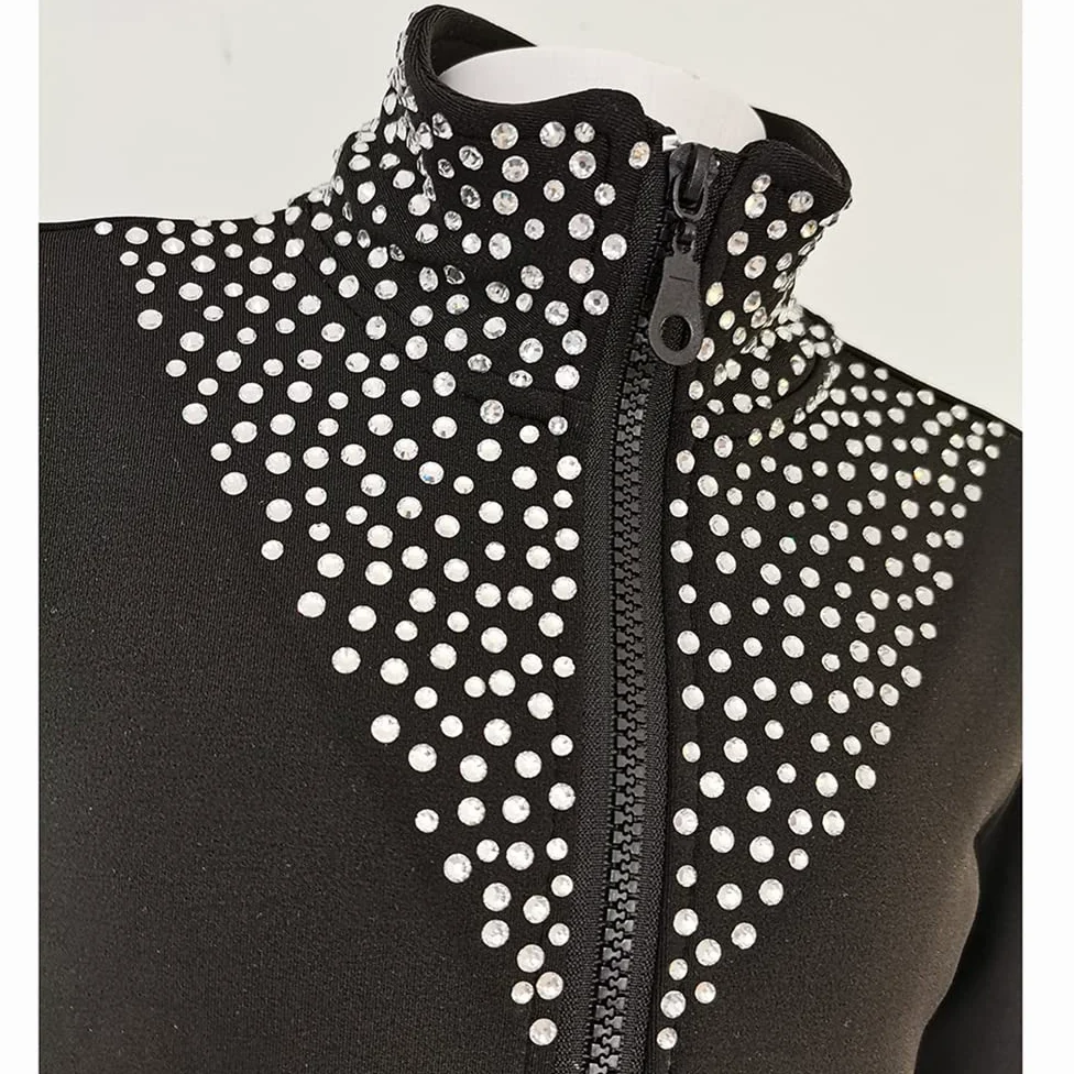 LIUHUO Eiskunstlaufjacke mit Diamanten, zweifarbig, Mädchen-Trainingskleidung